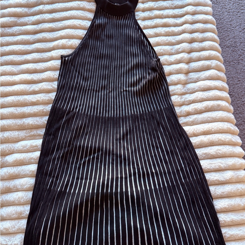 Desigual Black and White Striped Sleeveless Dress